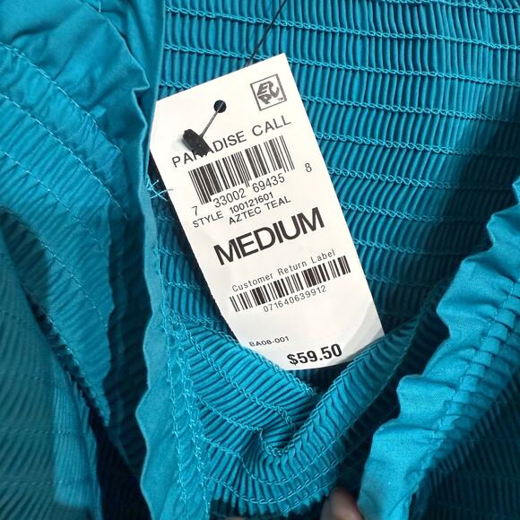 INC International Concepts Teal Smocked Peplum Top Sz M NWT - Picture 8 of 13